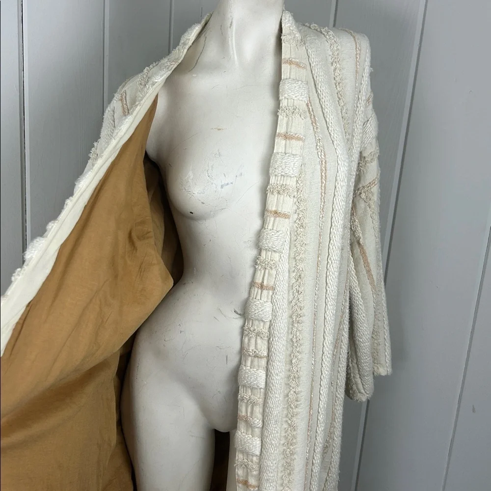 Anthropologie x Ollari Renee duster long open coat textured XL boho extra large